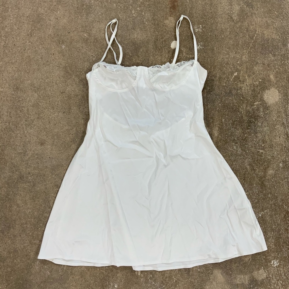 12th Tribe White Mini Slip Dress